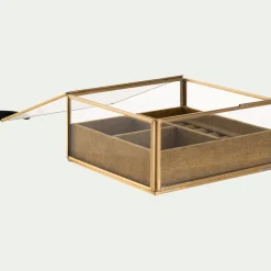 Boîte De Rangement|Décoration À Poser*alinea Boite en laiton et en verre 15,5x15,5x8cm - Doré