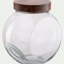 Bocal De Cuisine*alinea Bonbonnière en verre avec couvercle en acacia 4L - Transparent