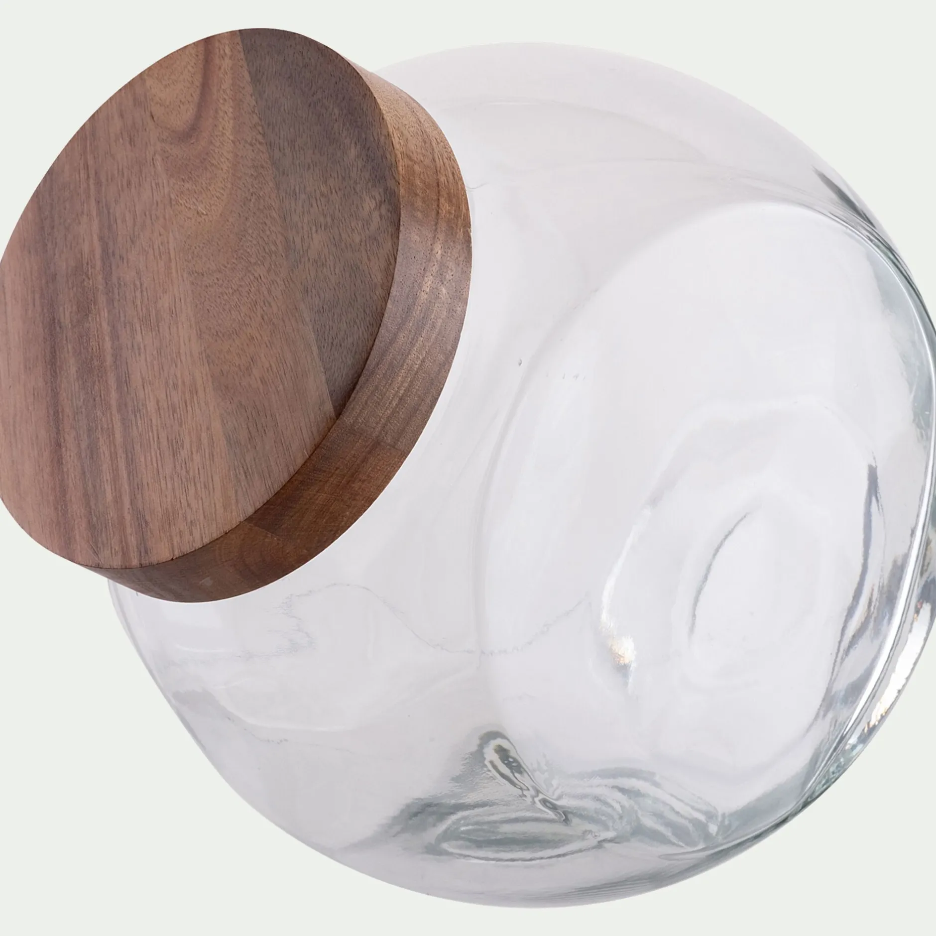 Bocal De Cuisine*alinea Bonbonnière en verre avec couvercle en acacia 4L - Transparent