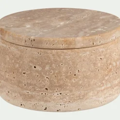 Décoration À Poser*alinea Boîte déco en travertin D11cm - Naturel