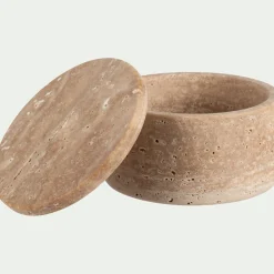 Décoration À Poser*alinea Boîte déco en travertin D11cm - Naturel