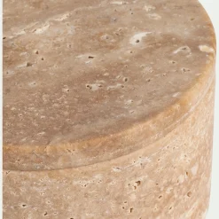Décoration À Poser*alinea Boîte déco en travertin D11cm - Naturel