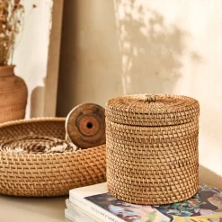 Décoration À Poser*alinea Boîte déco ronde en rotin D15xH15cm - Naturel