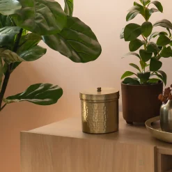 Décoration À Poser*alinea Boîte décorative ronde en fer - D10xH10cm Doré