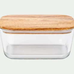Bocal De Cuisine*alinea Boîte rectangulaire en verre avec couvercle en bois H7,90cm Transparent