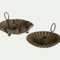 Décoration De La Table De Noël|Bougie Et Photophore De Noël*alinea Bougeoir plat en fer H7cm - Doré