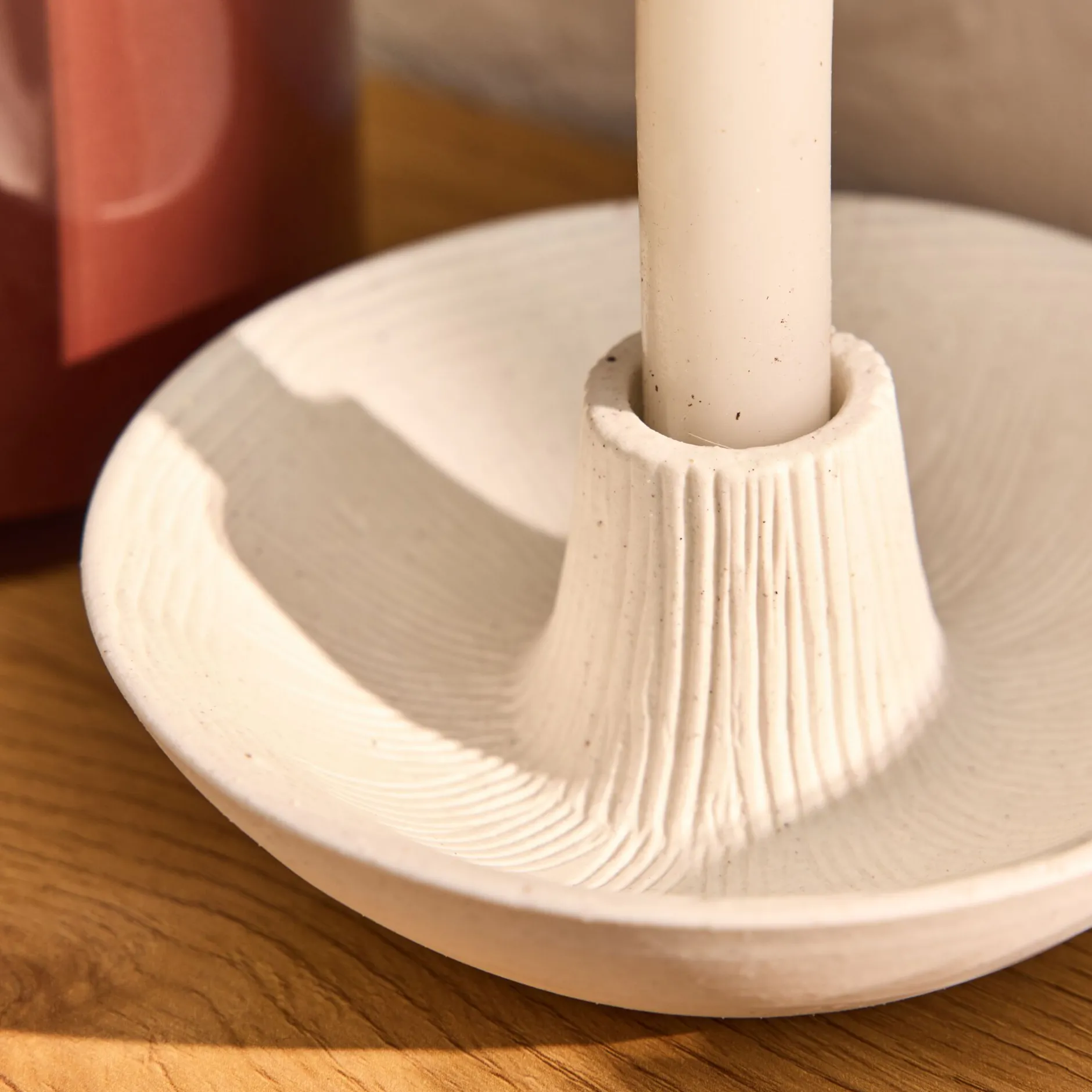 Bougeoir*alinea Bougeoir rond en grès D14xH5cm - Blanc