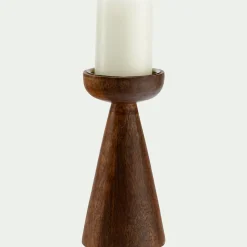 Bougeoir*alinea Bougeoir sur pied en bois de manguier H21,5cm - bois foncé