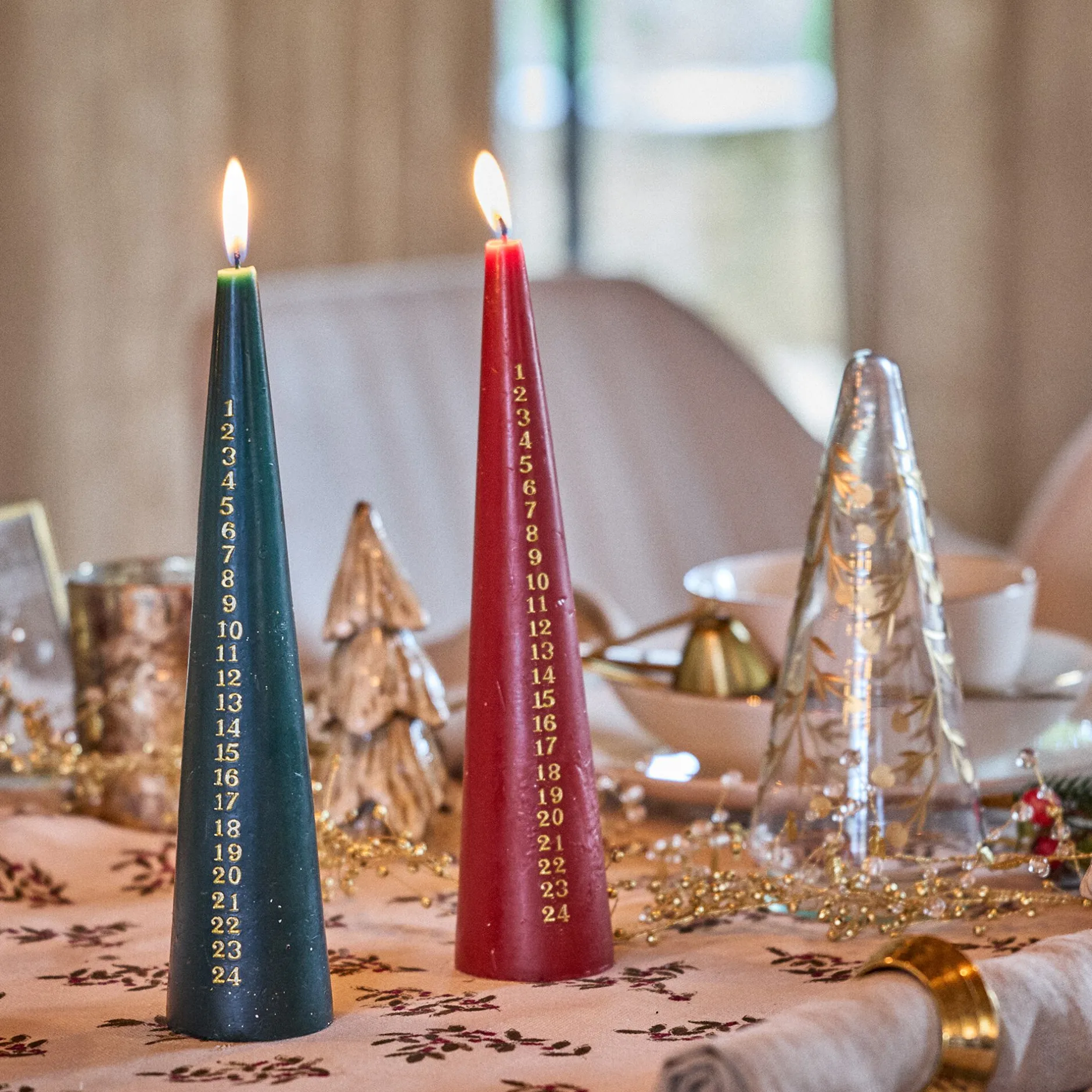 Décoration De La Table De Noël|Petit Sapin De Noël*alinea Bougie de Noël en forme de sapin H25cm - (modèle aléatoire) Vert