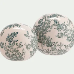 Décoration À Poser*alinea Boule de noel motif fleuri en céramique D11,8cm - Blanc