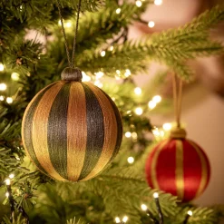 Boule De Noël*alinea Boule de Noël à rayures tissées D10cm - Vert