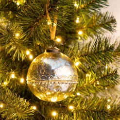 Boule De Noël*alinea Boule de Noël à relief en verre D10cm - Argenté