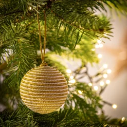 Boule De Noël*alinea Boule de Noël en rayonne et zari à rayure D7cm - Doré