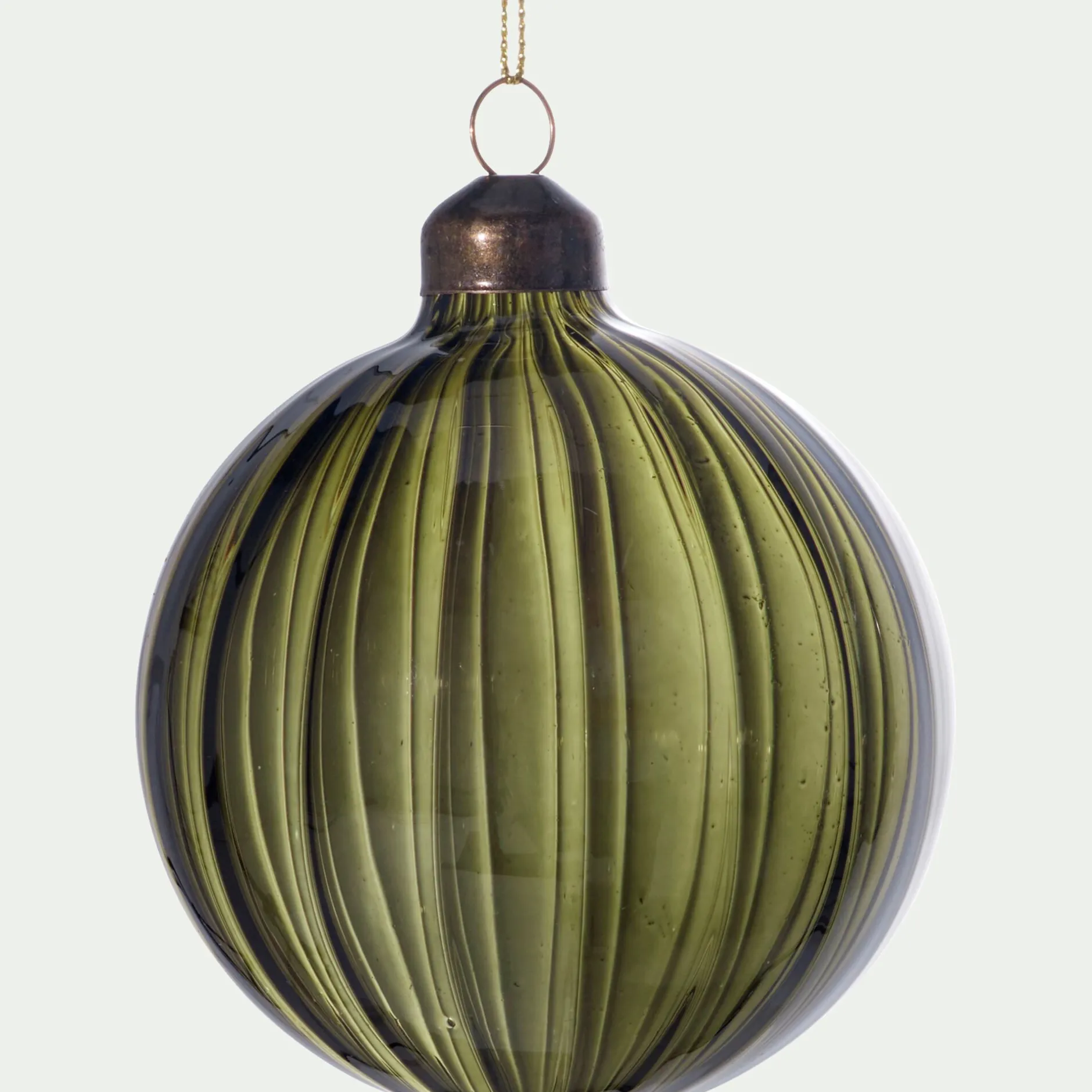 Boule De Noël*alinea Boule de Noël en verre avec stries D8cm - Vert