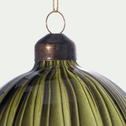 Boule De Noël*alinea Boule de Noël en verre avec stries D8cm - Vert