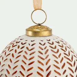 Boule De Noël*alinea Boule de Noël en verre D10cm - Blanc