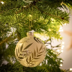 Boule De Noël*alinea Boule de Noël en verre motif végétal D8cm - Vert