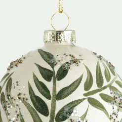 Boule De Noël*alinea Boule de Noël en verre motif végétal D8cm - Vert