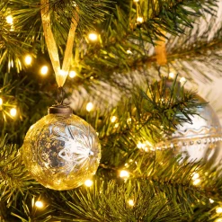 Boule De Noël*alinea Boule de Noël motif floral en verre D8cm - argenté