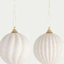 Boule De Noël*alinea Boule de Noël perlée D8cm - (modèle aléatoire) Blanc