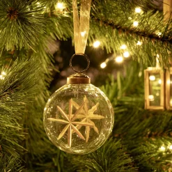 Boule De Noël*alinea Boule de Noël plate en verre H7,5cm - Transparent