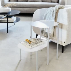 Bout De Canapé*alinea Bout de canapé double plateau en métal - H50cm Blanc