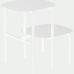Bout De Canapé*alinea Bout de canapé double plateau en métal - H50cm Blanc