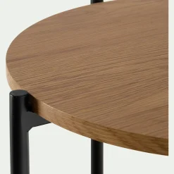 Table De Chevet|Bout De Canapé*alinea Bout de canapé en bois et acier - naturel D40xH72cm Bois clair