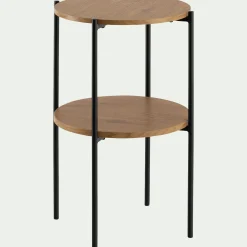 Table De Chevet|Bout De Canapé*alinea Bout de canapé en bois et acier - naturel D40xH72cm Bois clair