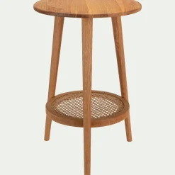 Table De Chevet|Bout De Canapé*alinea Bout de canapé en chêne massif et cannage D40xH60cm - Bois clair