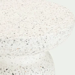 Table De Chevet|Bout De Canapé*alinea Bout de canapé en ciment terrazzo D35xH45cm - écru Blanc