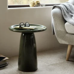 Table De Chevet|Bout De Canapé*alinea Bout de canapé en grès et céramique D40xH45cm - cèdre Vert