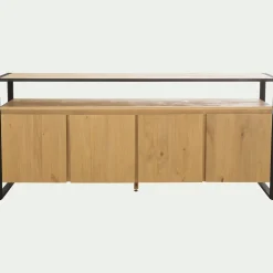Buffet De Salle À Manger|Buffet*alinea Buffet 4 portes en pin massif et métal noir Bois clair
