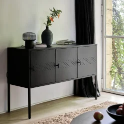 Buffet De Salle À Manger|Buffet*alinea Buffet 3 portes en tôle d'acier - Noir