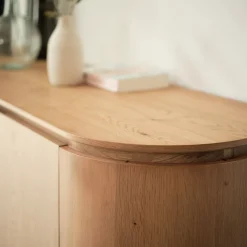 Buffet De Salle À Manger|Buffet*alinea Buffet bas ovale en bois et piètement en chêne masif - Bois clair