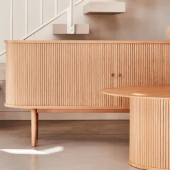 Buffet De Salle À Manger|Buffet*alinea Buffet ovale en bois cannelé - Bois clair