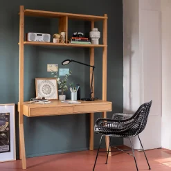 Bureau*alinea Bureau avec rangements en chêne massif L118xl50xH192cm - Bois clair