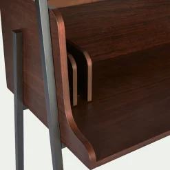 Bureau|Bibliothèque Et Étagère*alinea Bureau plaqué noyer et métal noir avec 2 tablettes L80cm - Bois foncé