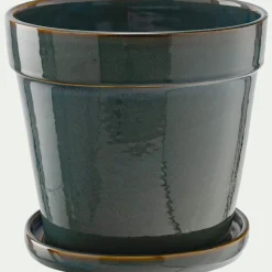 Pot De Fleur*alinea Cache-pot et sa coupelle en céramique D17cm - Vert