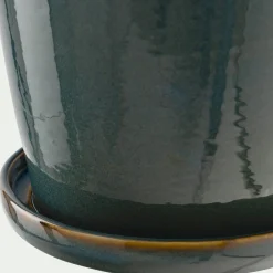 Pot De Fleur*alinea Cache-pot et sa coupelle en céramique D17cm - Vert