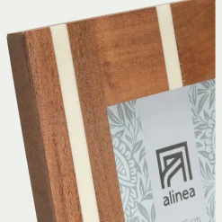 Cadre Photo*alinea Cadre à poser rayé en bois 16x22cm - Bois foncé