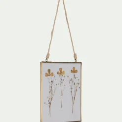 Toile, Tableau Et Affiche*alinea Cadre décoratif avec fleurs séchées 20x20cm - Doré