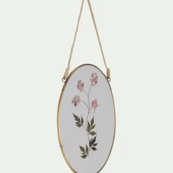 Toile, Tableau Et Affiche*alinea Cadre décoratif ovale avec fleurs séchées - Doré