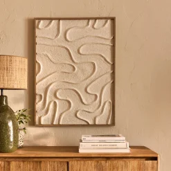 Toile, Tableau Et Affiche*alinea Cadre décoratif relief organique en papier de riz 60x80cm - Blanc