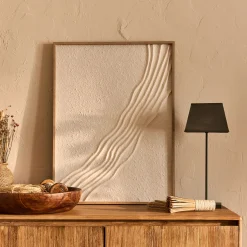 Toile, Tableau Et Affiche*alinea Cadre décoratif relief vague en papier de riz 60x80cm - Blanc