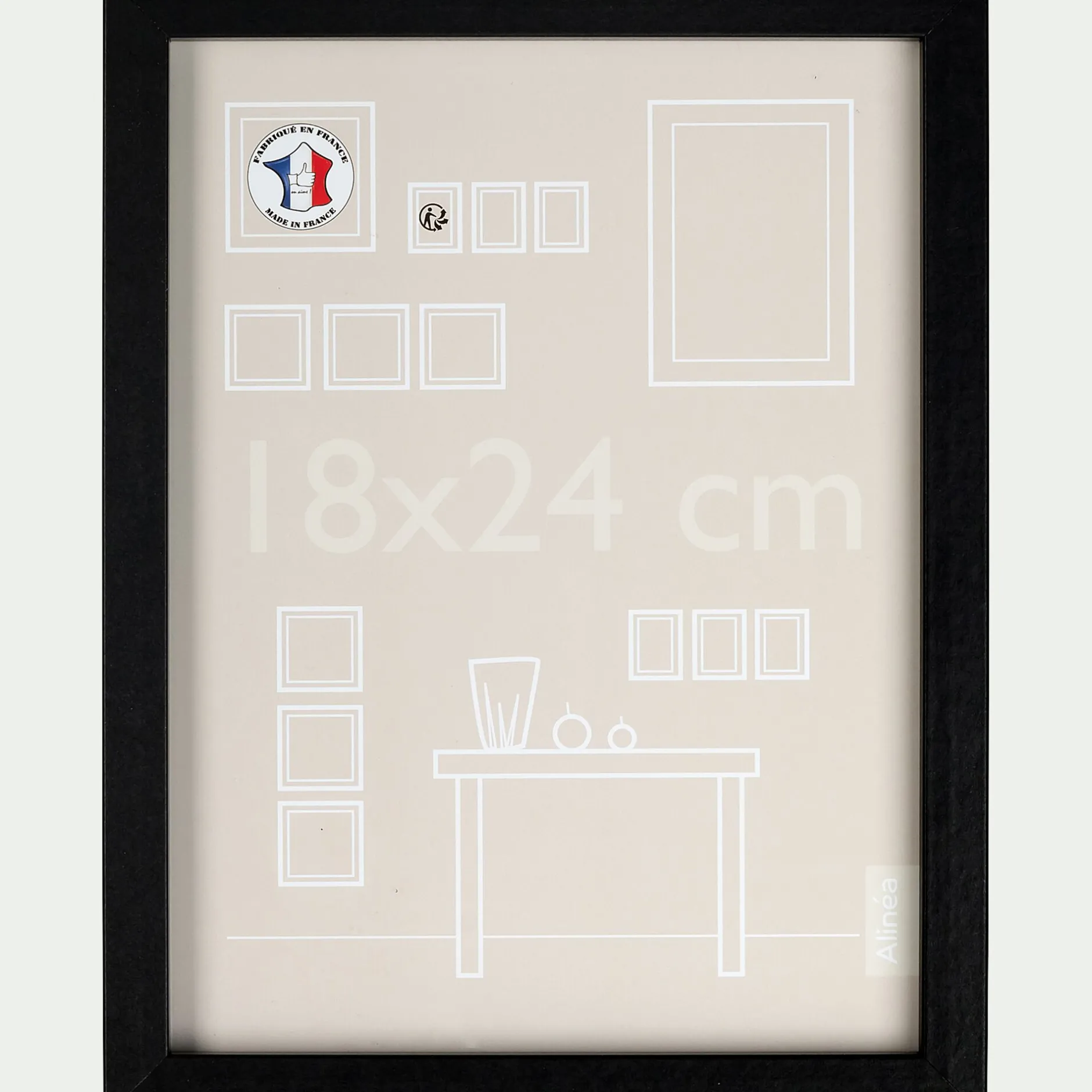 Cadre Photo*alinea Cadre photo en bois 18x24cm - Noir