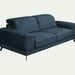 Canapé En Tissu|Canapé Droit*alinea Canapé 3 places avance recule en tissu doux - Bleu
