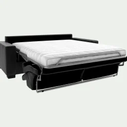 Canapé En Cuir|Canapé 3 Places*alinea Canapé 3 places convertible matelas Bultex en cuir avec accoudoirs 20cm - Noir