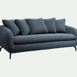 Canapé En Tissu|Canapé Convertible*alinea Canapé 3 places convertible en tissu tramé - Bleu