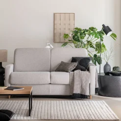 Canapé En Tissu|Canapé 3 Places*alinea Canapé 3 places convertible en tissu matelas densité 25kg/m3 - borie Gris